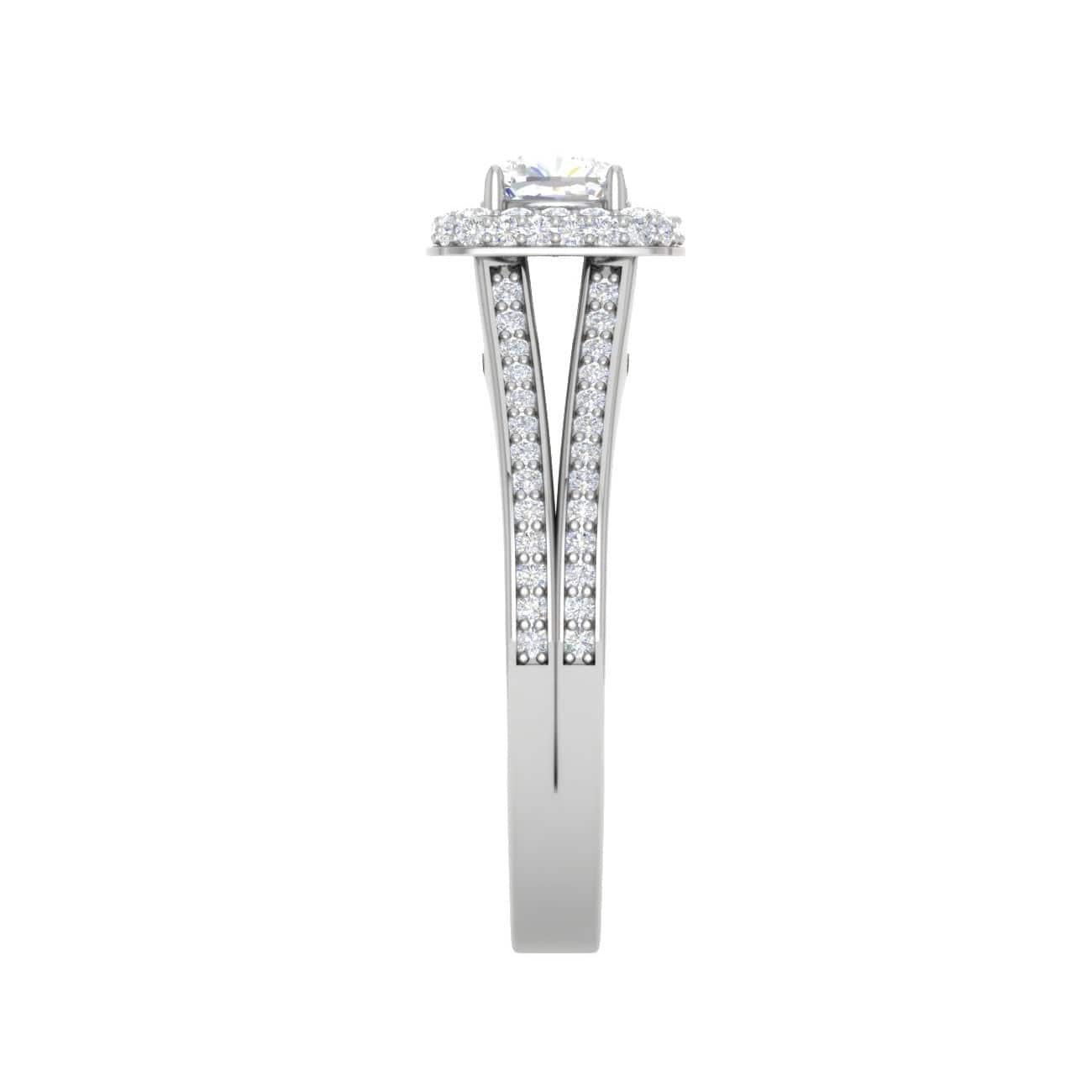 Jewelove™ Rings I VS / Women's Band only 0.30 cts. Cushion Solitaire Double Halo Split Shank Platinum Ring JL PT RH CU 252