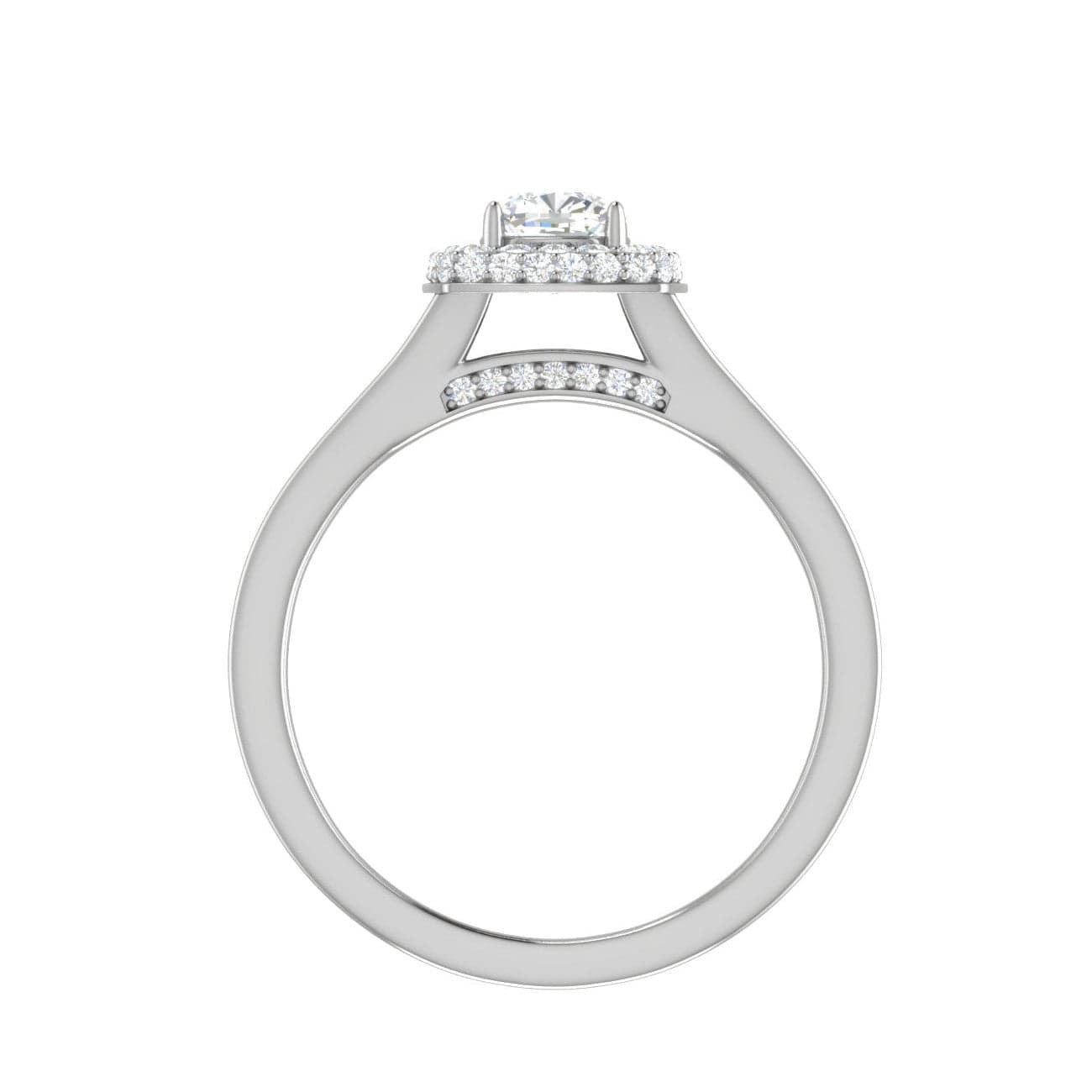 Jewelove™ Rings I VS / Women's Band only 0.30 cts. Cushion Solitaire Double Halo Split Shank Platinum Ring JL PT RH CU 252