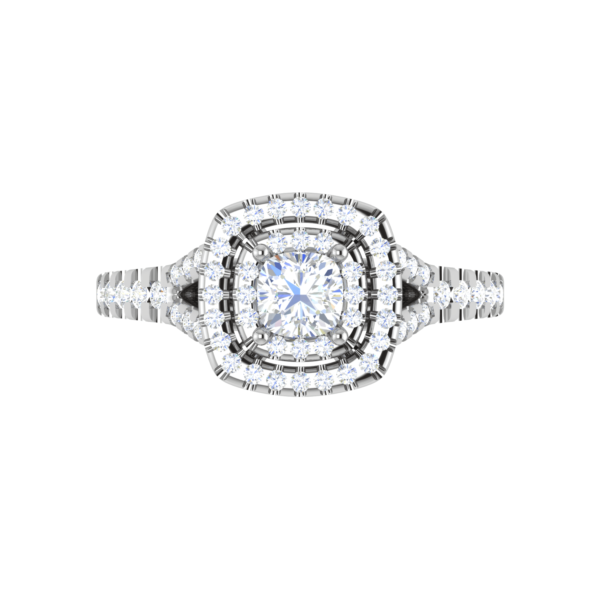 Jewelove™ Rings I VS / Women's Band only 0.30 cts Cushion Solitaire Halo Diamond Shank Platinum Ring JL PT MHD275