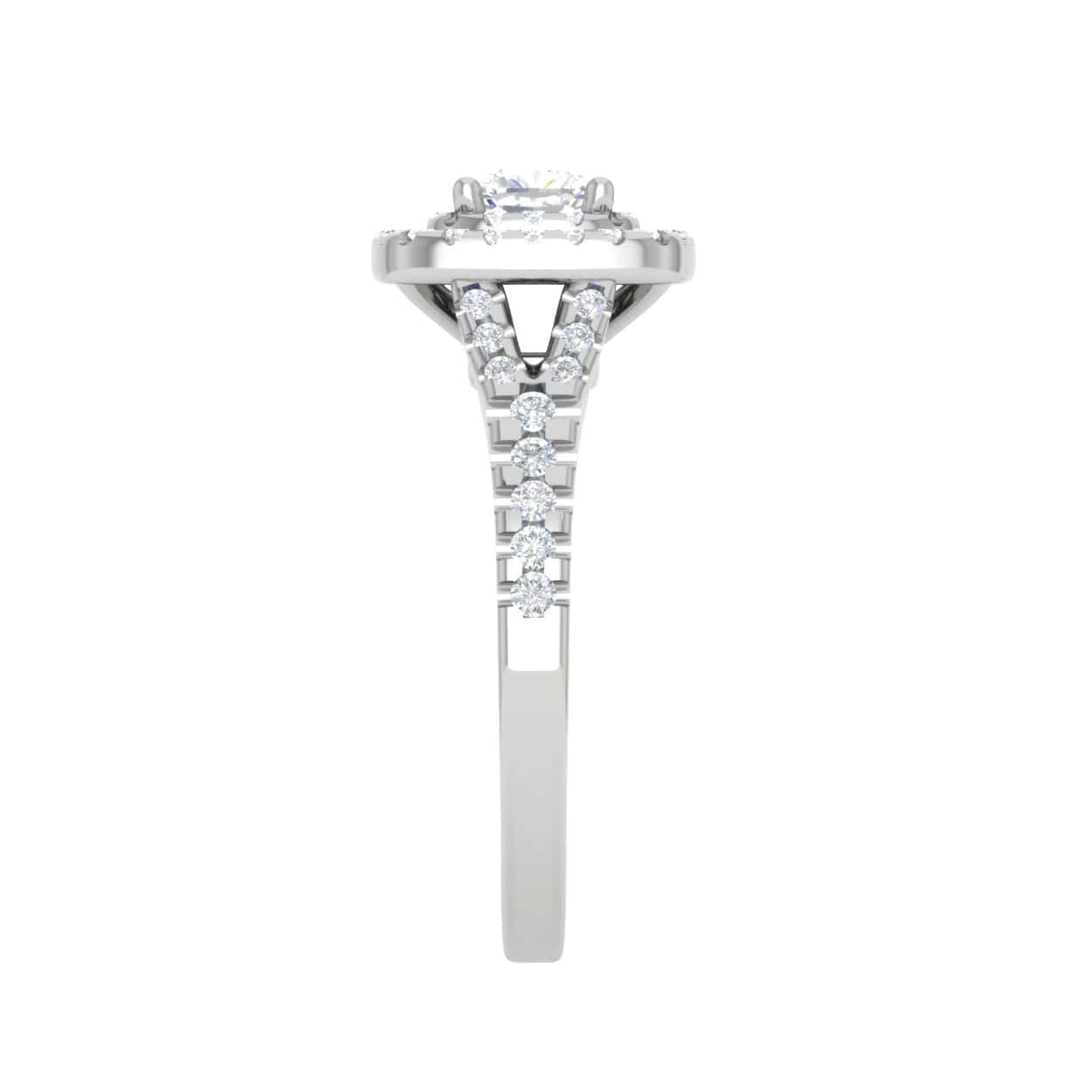 Jewelove™ Rings I VS / Women's Band only 0.30 cts Cushion Solitaire Halo Diamond Shank Platinum Ring JL PT MHD275