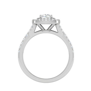 Jewelove™ Rings I VS / Women's Band only 0.30 cts Cushion Solitaire Halo Diamond Shank Platinum Ring JL PT MHD275