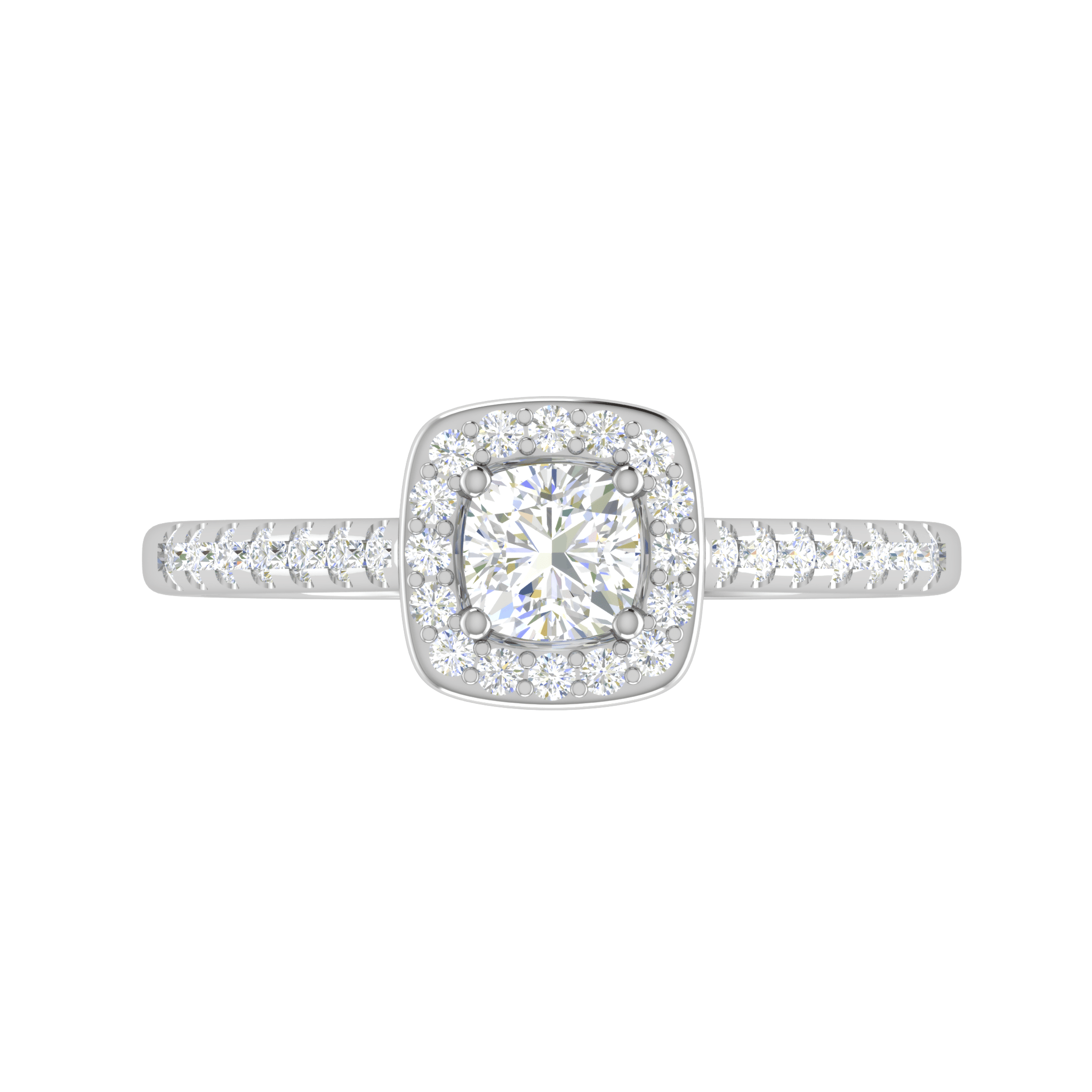 Jewelove™ Rings VVS GH / Women's Band only 0.30 cts. Cushion Solitaire Halo Diamond Shank Platinum Ring JL PT RH AS 294