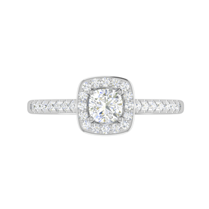 Jewelove™ Rings VVS GH / Women's Band only 0.30 cts. Cushion Solitaire Halo Diamond Shank Platinum Ring JL PT RH AS 294