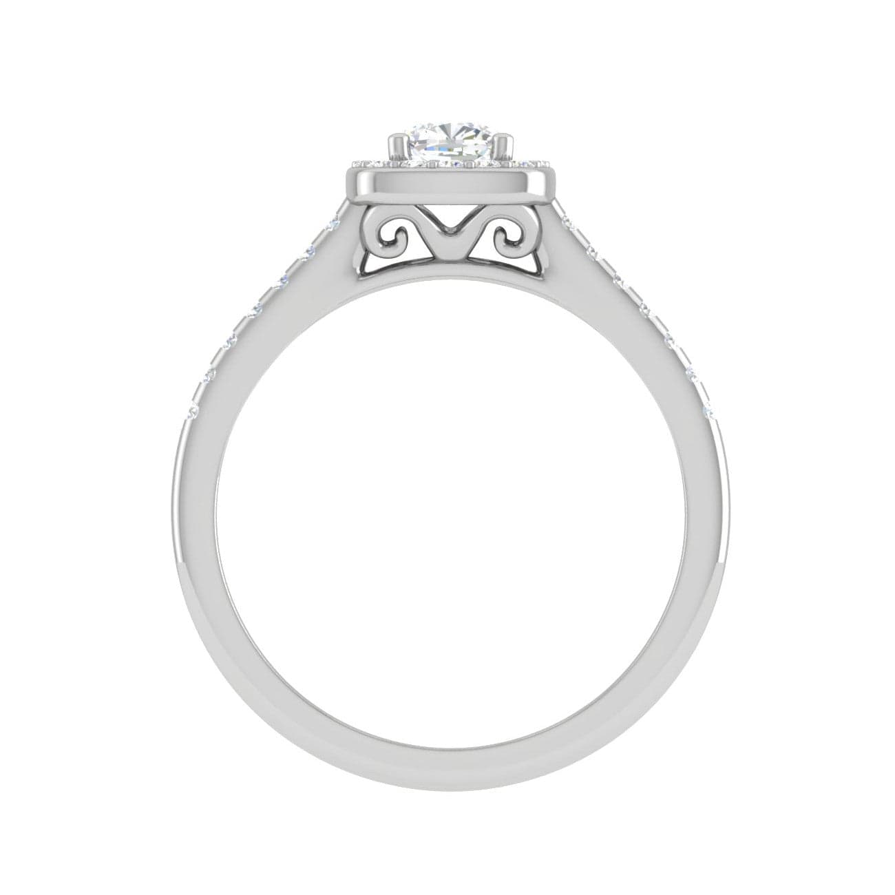 Jewelove™ Rings VVS GH / Women's Band only 0.30 cts. Cushion Solitaire Halo Diamond Shank Platinum Ring JL PT RH AS 294