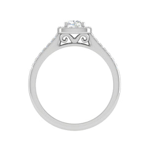 Jewelove™ Rings VVS GH / Women's Band only 0.30 cts. Cushion Solitaire Halo Diamond Shank Platinum Ring JL PT RH AS 294