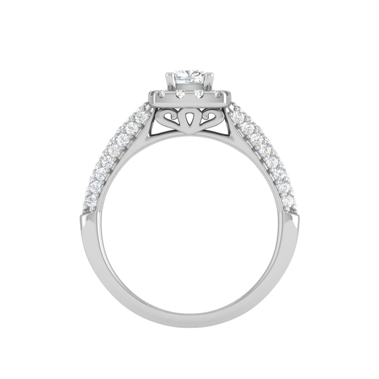 Jewelove™ Rings VVS G / Women's Band only 0.30 cts. Cushion Solitaire Halo Split Shank Platinum Ring JL PT JRW1549MM