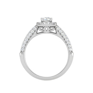 Jewelove™ Rings VVS G / Women's Band only 0.30 cts. Cushion Solitaire Halo Split Shank Platinum Ring JL PT JRW1549MM