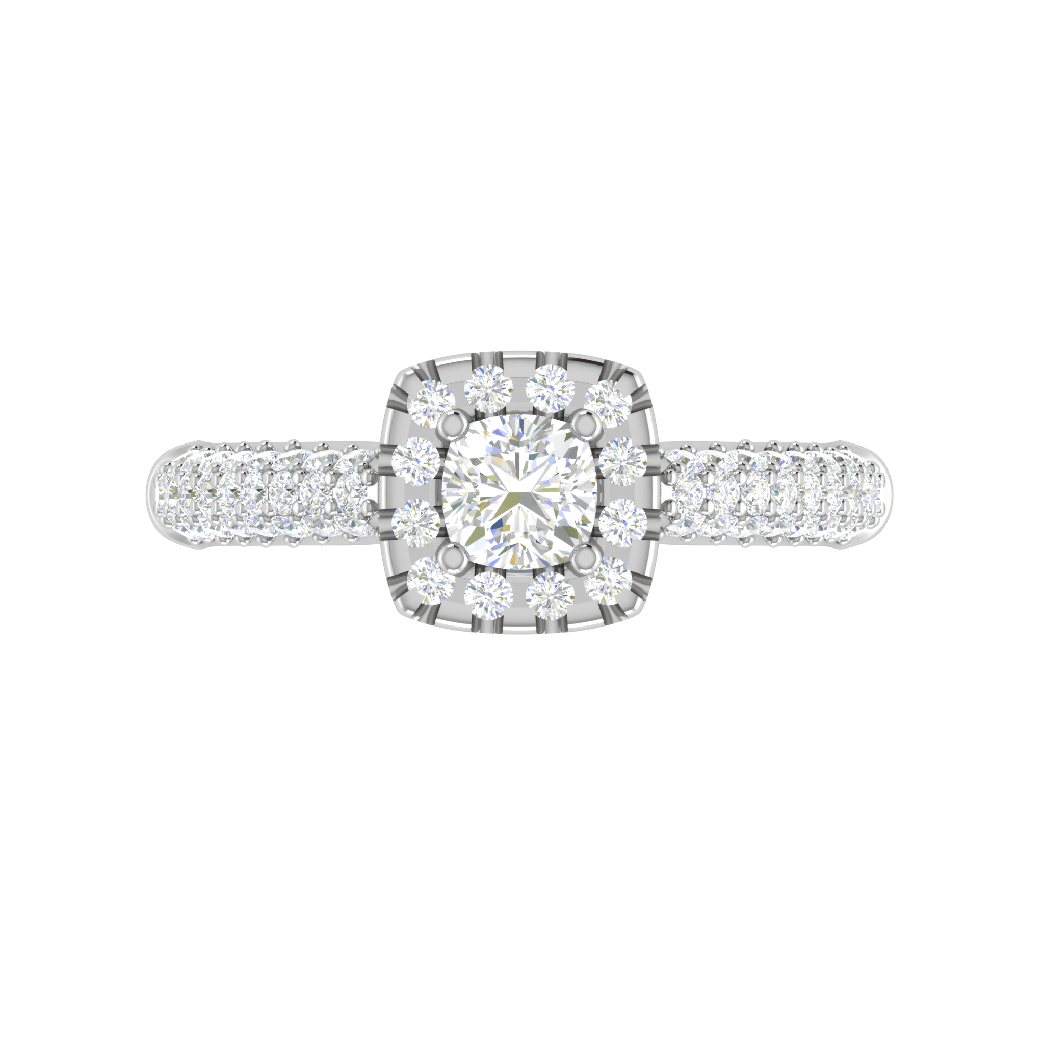 Jewelove™ Rings VVS G / Women's Band only 0.30 cts. Cushion Solitaire Halo Split Shank Platinum Ring JL PT JRW1549MM