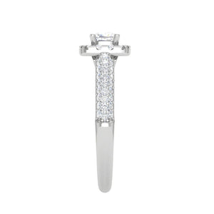 Jewelove™ Rings VVS G / Women's Band only 0.30 cts. Cushion Solitaire Halo Split Shank Platinum Ring JL PT JRW1549MM