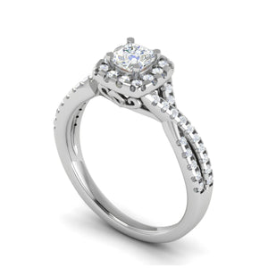 Jewelove™ Rings VVS G / Women's Band only 0.30 cts. Cushion Solitaire Halo Twisted Shank Platinum Ring JL PT JRW1547MM