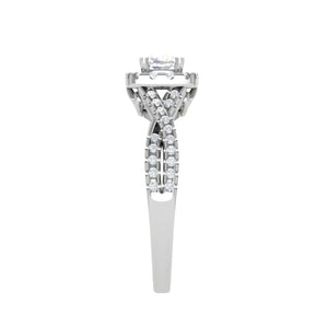 Jewelove™ Rings VVS G / Women's Band only 0.30 cts. Cushion Solitaire Halo Twisted Shank Platinum Ring JL PT JRW1547MM