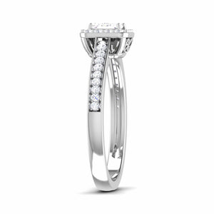 Jewelove™ Rings I VS / Women's Band only 0.30 cts. Princess Cut Diamond Halo Diamond Shank Platinum Solitaire Engagement Ring JL PT RP RD 111