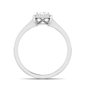 Jewelove™ Rings I VS / Women's Band only 0.30 cts. Princess Cut Diamond Halo Diamond Shank Platinum Solitaire Engagement Ring JL PT RP RD 111