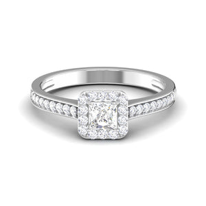 Jewelove™ Rings I VS / Women's Band only 0.30 cts. Princess Cut Diamond Halo Diamond Shank Platinum Solitaire Engagement Ring JL PT RP RD 111