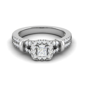 Jewelove™ Rings I VS / Women's Band only 0.30 cts. Princess Cut Diamond Halo Split Shank Platinum Solitaire Engagement Ring JL PT WB5993E