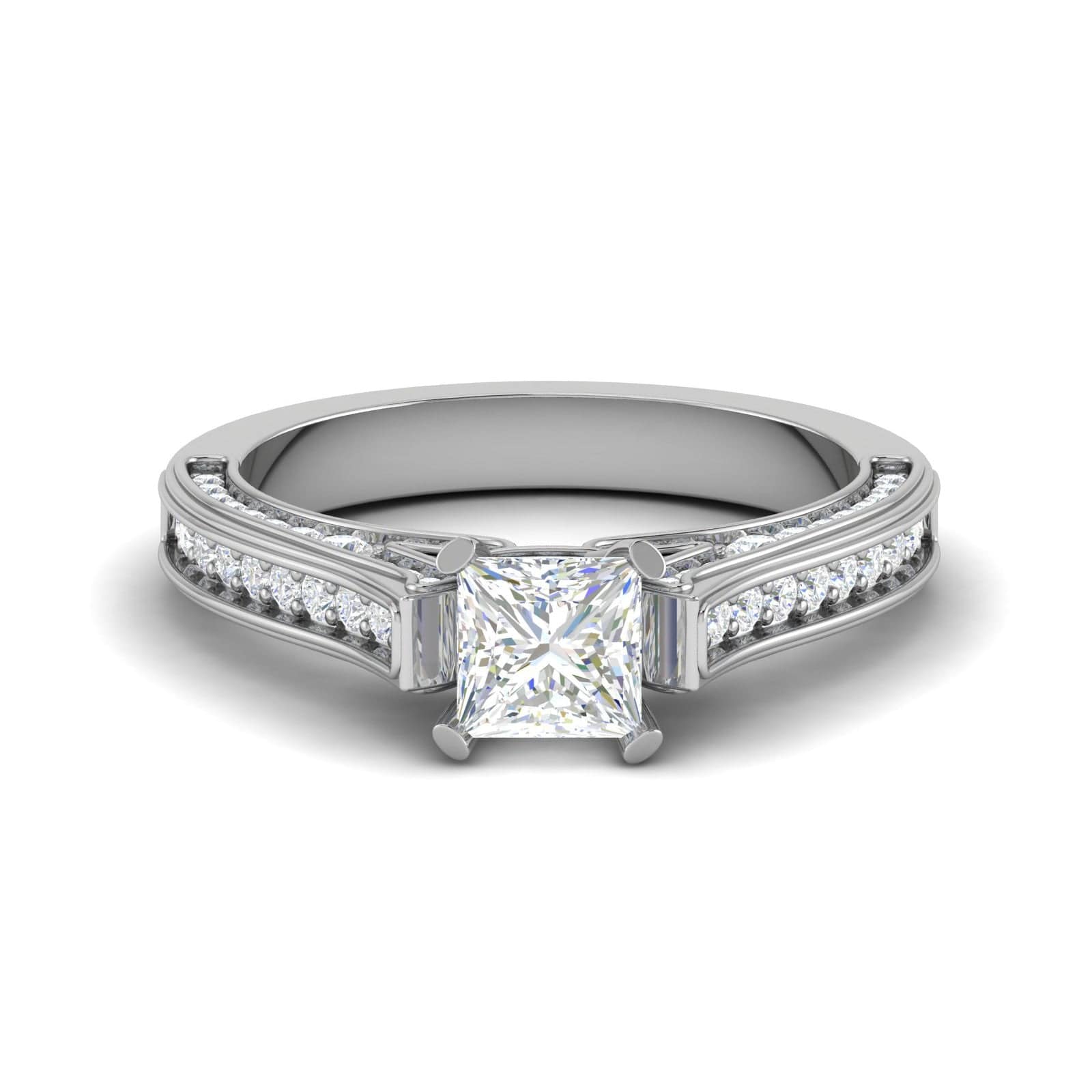 Jewelove™ Rings I VS / Women's Band only 0.30 cts. Princess Cut Diamond Shank Platinum Solitaire Engagement Ring JL PT RP PR 130