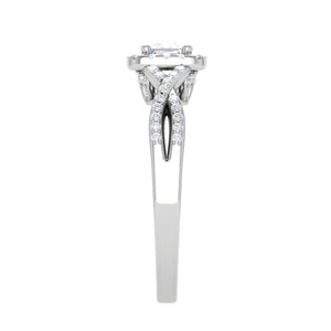 Jewelove™ Rings J VS / Women's Band only 0.30 cts. Princess Cut Solitaire Halo Diamond Twisted Shank Platinum Ring JL PT RP AS 212