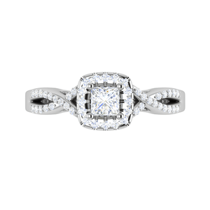 Jewelove™ Rings J VS / Women's Band only 0.30 cts. Princess Cut Solitaire Halo Diamond Twisted Shank Platinum Ring JL PT RP AS 212