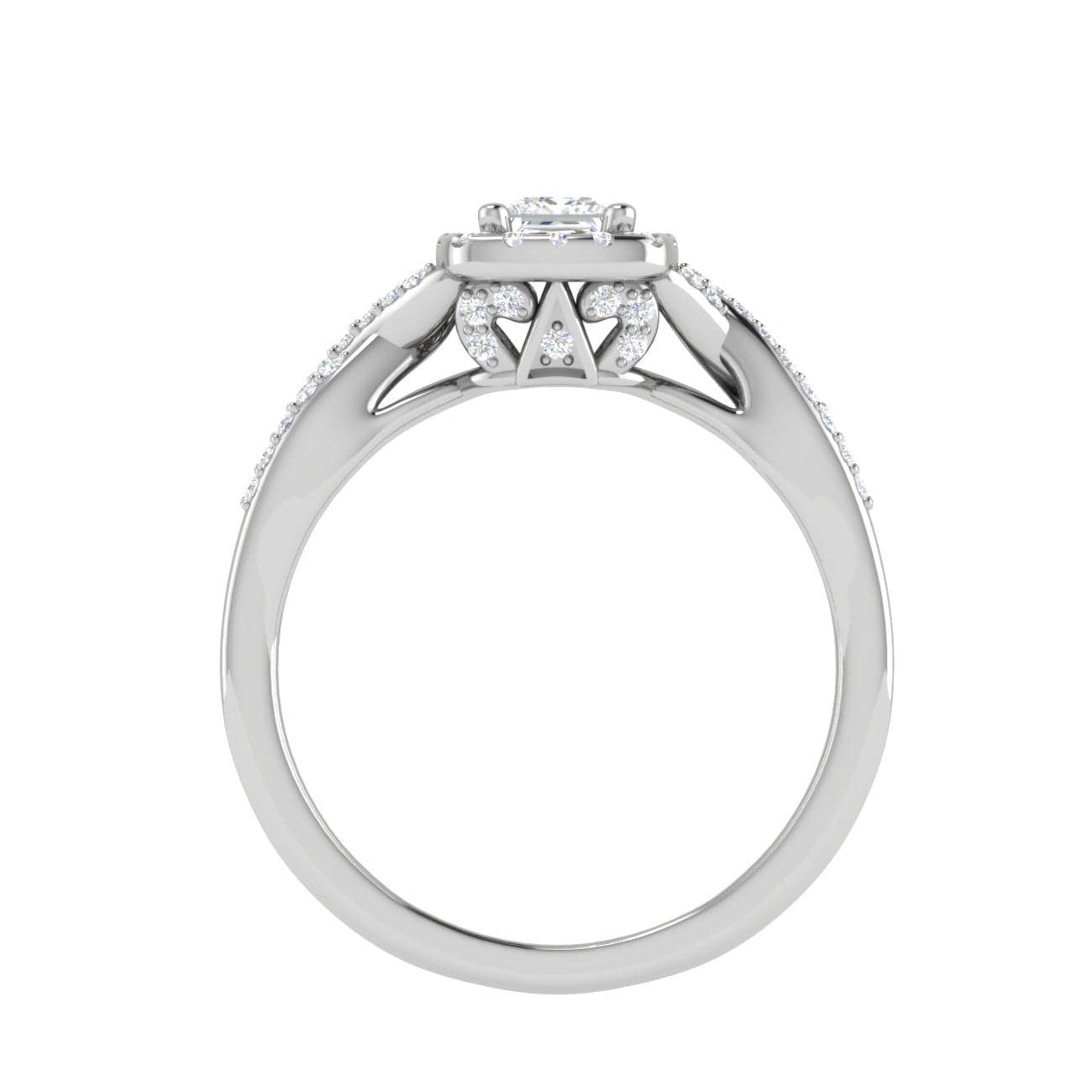 Jewelove™ Rings J VS / Women's Band only 0.30 cts. Princess Cut Solitaire Halo Diamond Twisted Shank Platinum Ring JL PT RP AS 212