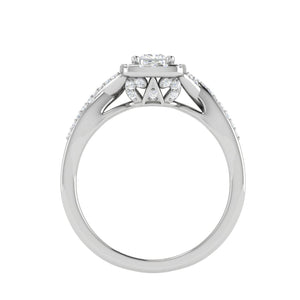 Jewelove™ Rings J VS / Women's Band only 0.30 cts. Princess Cut Solitaire Halo Diamond Twisted Shank Platinum Ring JL PT RP AS 212