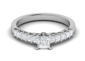 Jewelove™ Rings I VS / Women's Band only 0.30 cts Princess Cut Solitaire Platinum Ring JL PT RC PR 223