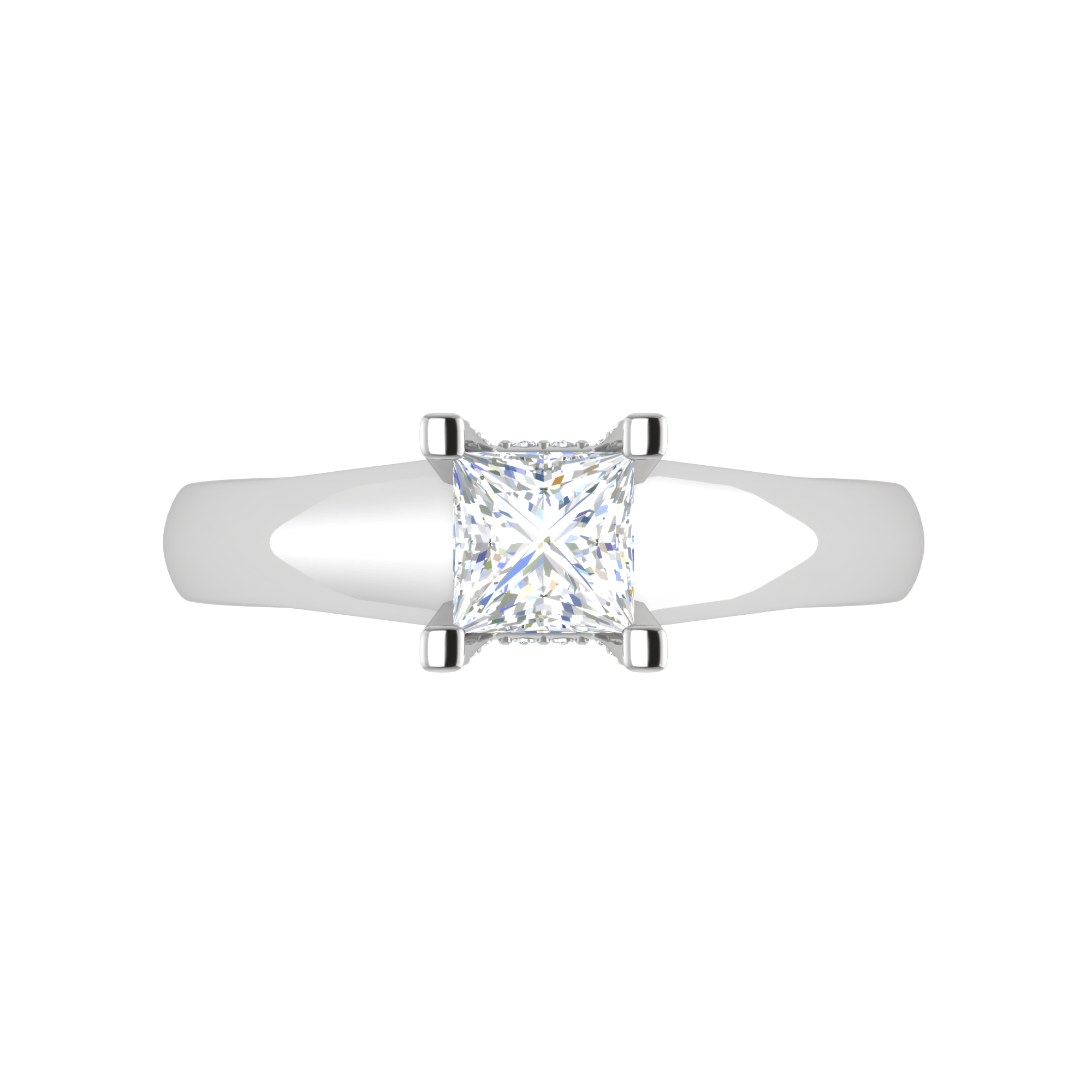 Jewelove™ Rings I VS / Women's Band only 0.30 cts. Princess Cut Solitaire Shank Platinum Diamond Engagement Ring JL PT MHD267EG