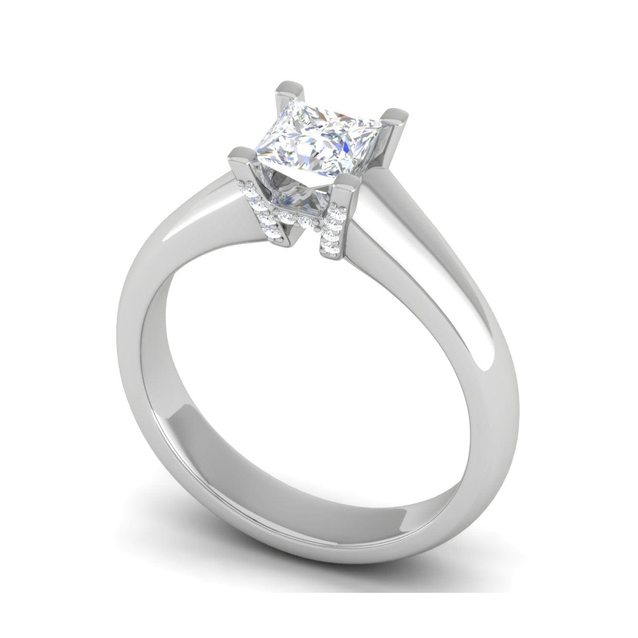 Jewelove™ Rings I VS / Women's Band only 0.30 cts. Princess Cut Solitaire Shank Platinum Diamond Engagement Ring JL PT MHD267EG