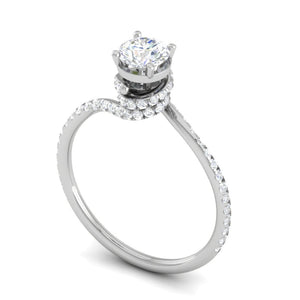 Jewelove™ Rings VS J / Women's Band only 0.30 cts Solitaire Designer Halo Diamond Shank Platinum Ring JL PT RP RD 179