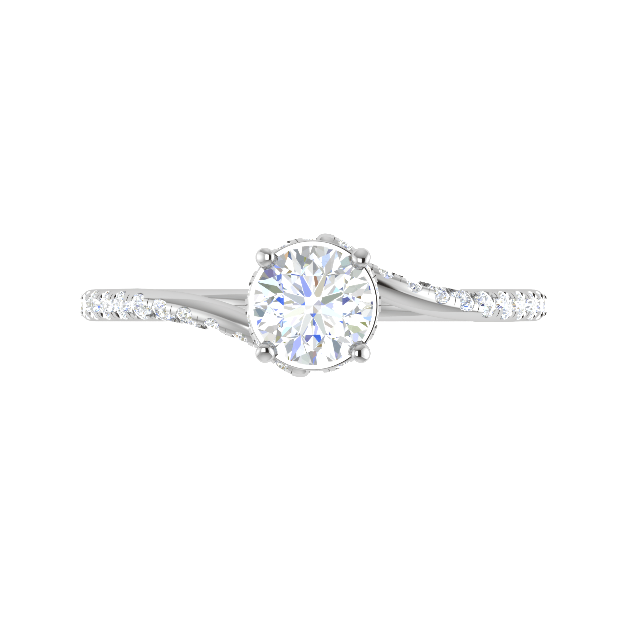 Jewelove™ Rings VS J / Women's Band only 0.30 cts Solitaire Designer Halo Diamond Shank Platinum Ring JL PT RP RD 179