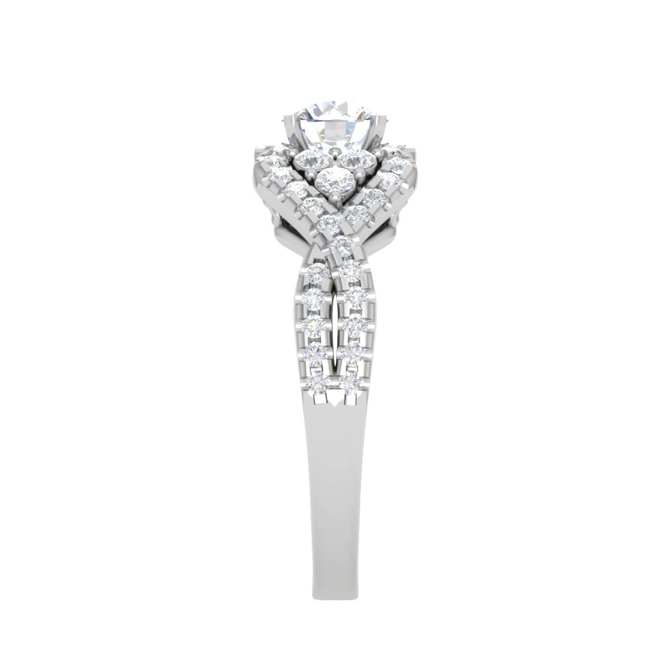 Jewelove™ J VS / Women's Band only 0.30 cts Solitaire Designer Platinum Diamond Twisted Shank Ring JL PT PR RD 114