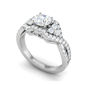 Jewelove™ J VS / Women's Band only 0.30 cts Solitaire Designer Platinum Diamond Twisted Shank Ring JL PT PR RD 114