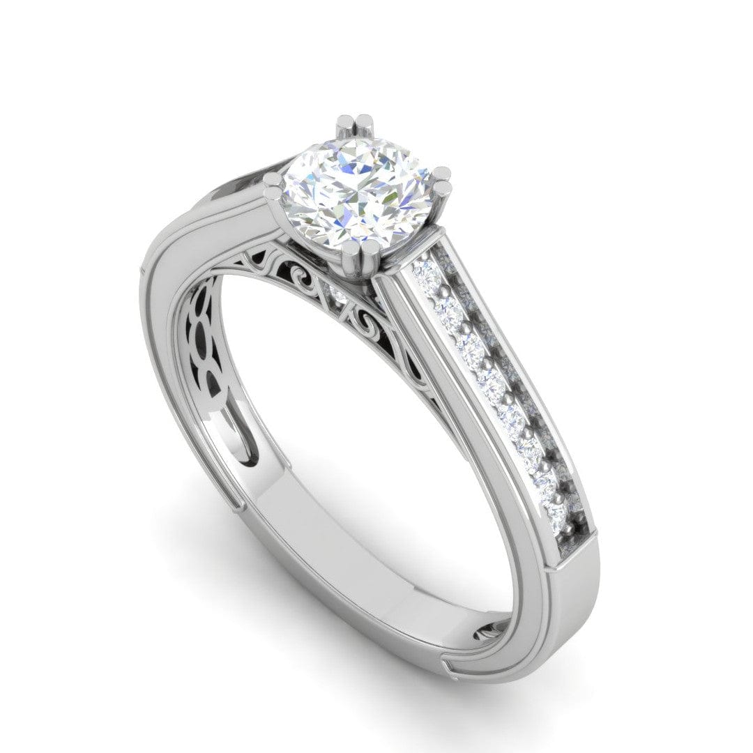 Jewelove™ Rings VS J / Women's Band only 0.30 cts Solitaire Diamond Shank Platinum Ring for Women JL PT RV RD 112