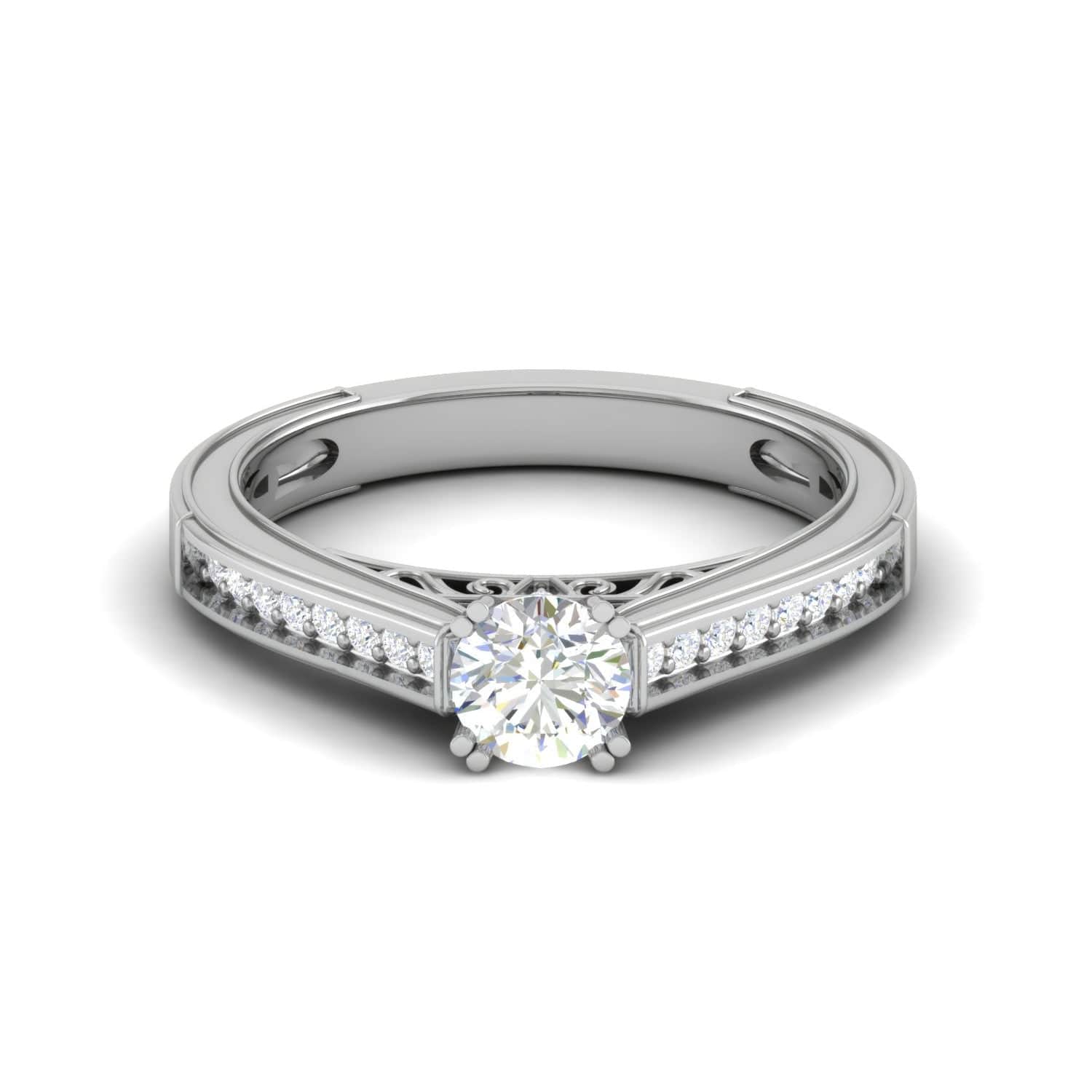 Jewelove™ Rings VS J / Women's Band only 0.30 cts Solitaire Diamond Shank Platinum Ring for Women JL PT RV RD 112