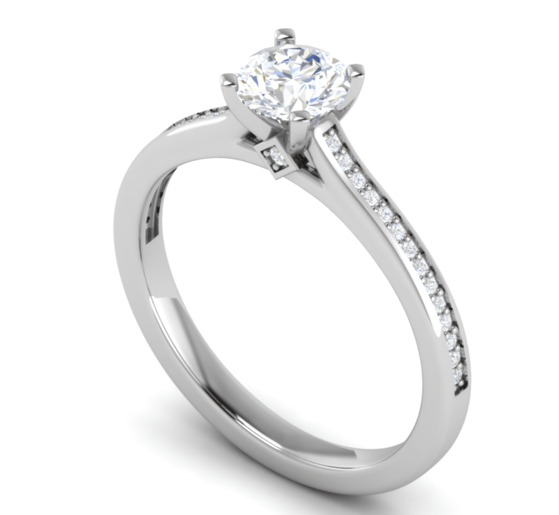 Jewelove™ Rings J VS / Women's Band only 0.30 cts Solitaire Diamond Shank Platinum Ring JL PT RC AS 229