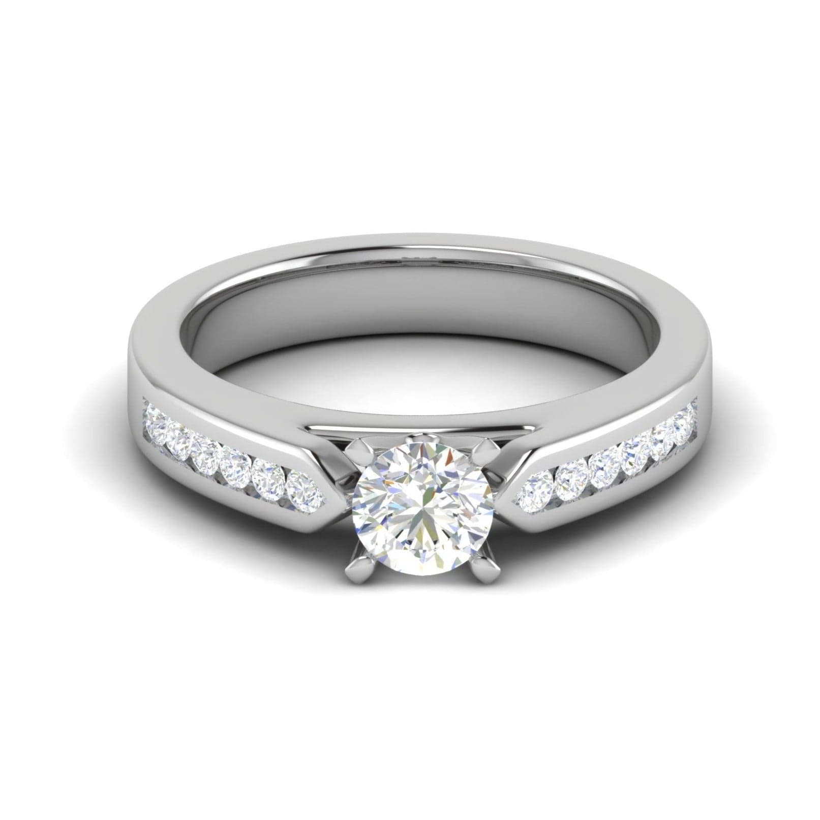 Jewelove™ Rings VS J / Women's Band only 0.30 cts Solitaire Diamond Shank Platinum Ring JL PT RC RD 112