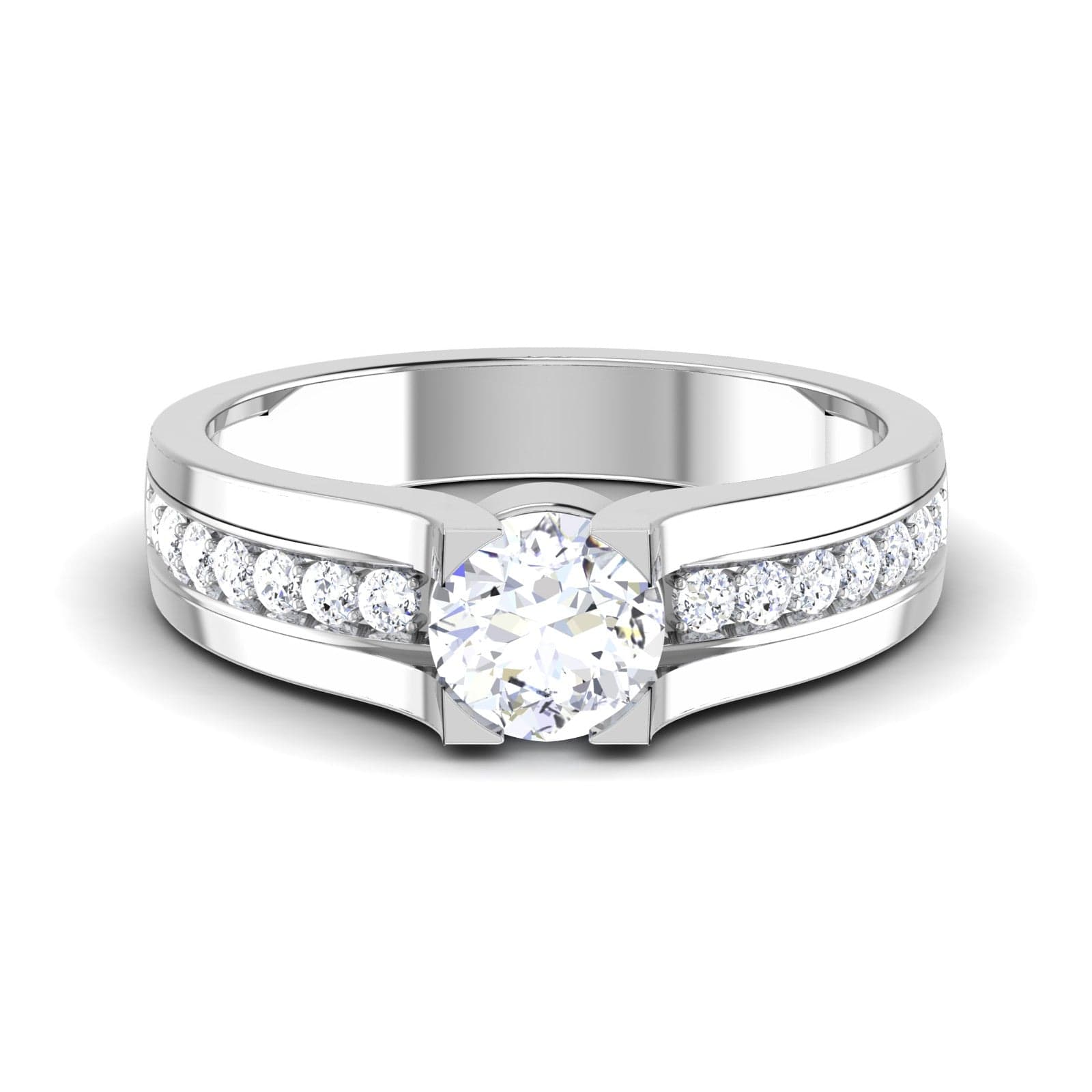 Jewelove™ Rings VS J / Women's Band only 0.30 cts Solitaire Diamond Shank Platinum Ring JL PT RP PR 214