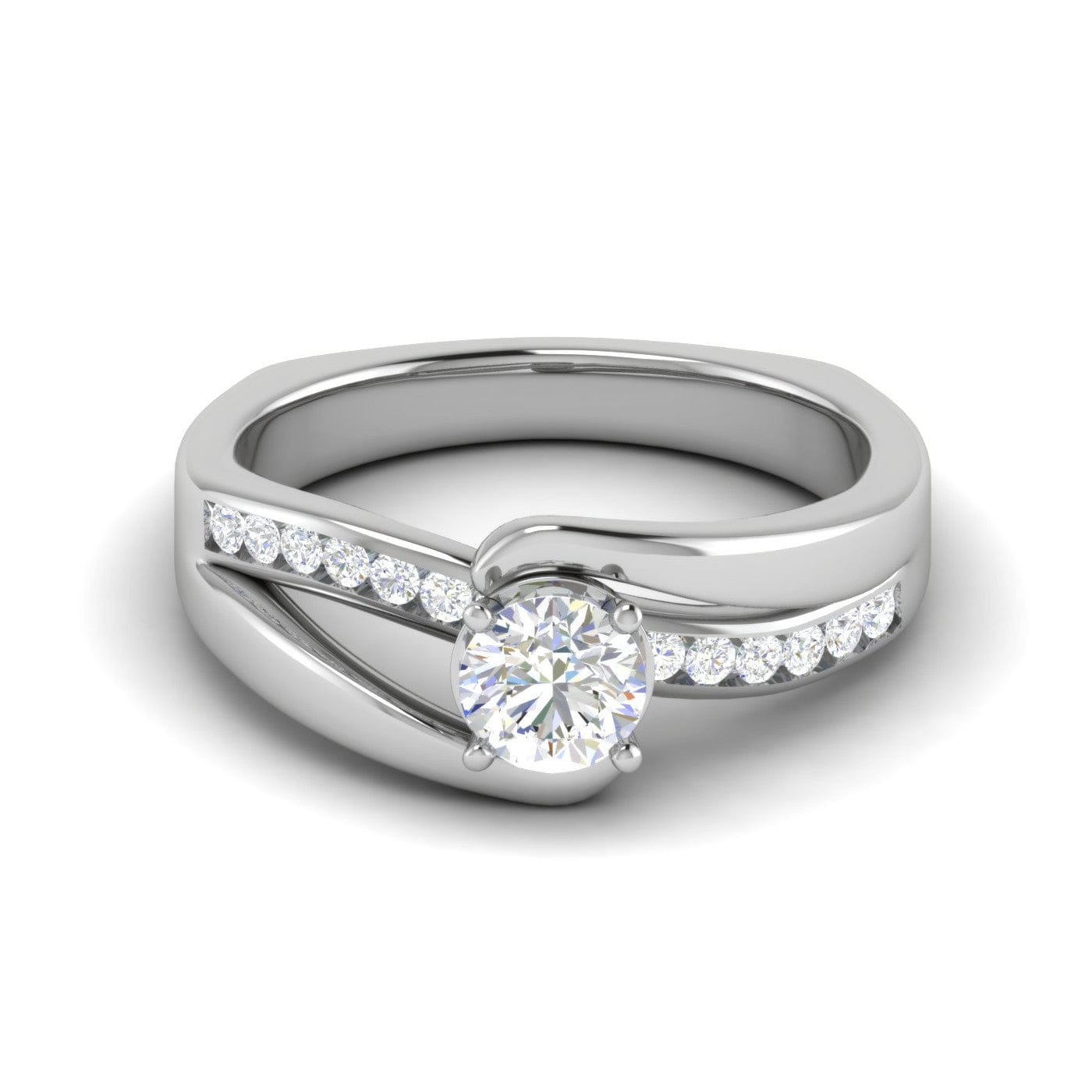 Jewelove™ Rings VS J / Women's Band only 0.30 cts Solitaire Diamond Shank Platinum Ring JL PT RP RD 121