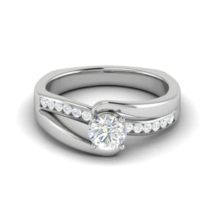 Jewelove™ Rings VS J / Women's Band only 0.30 cts Solitaire Diamond Shank Platinum Ring JL PT RP RD 121