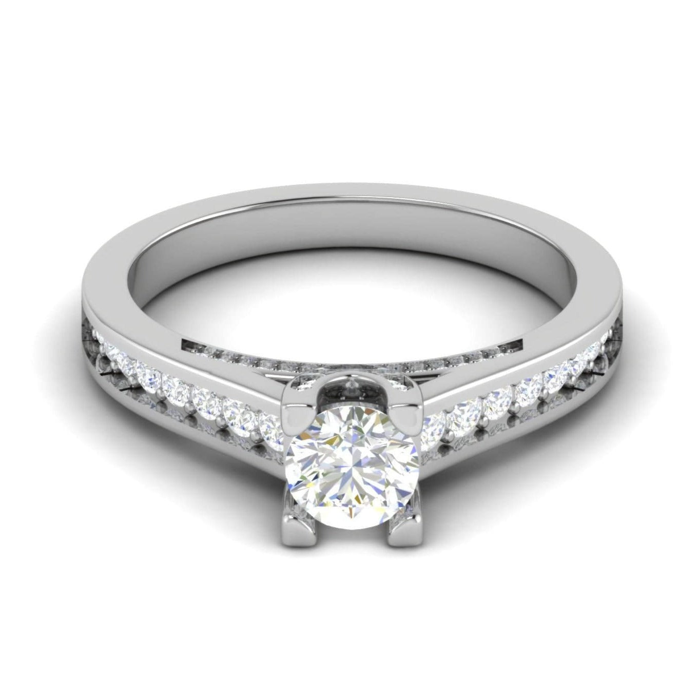 Jewelove™ Rings VS J / Women's Band only 0.30 cts Solitaire Diamond Shank Platinum Ring JL PT RP RD 140