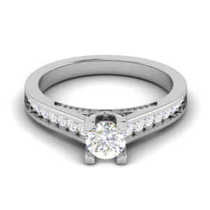 Jewelove™ Rings VS J / Women's Band only 0.30 cts Solitaire Diamond Shank Platinum Ring JL PT RP RD 140