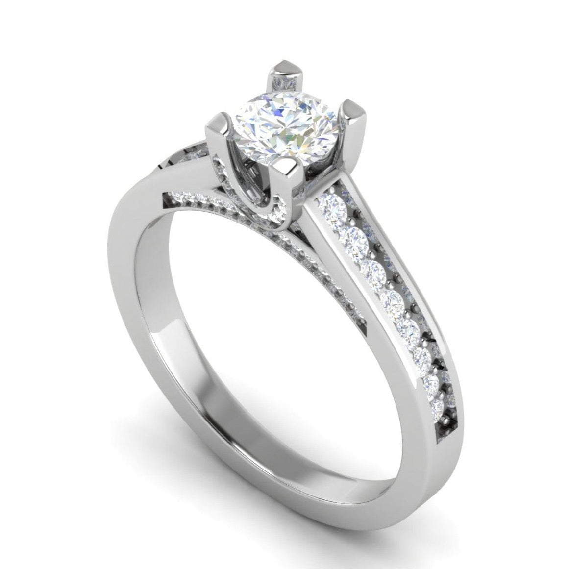 Jewelove™ Rings VS J / Women's Band only 0.30 cts Solitaire Diamond Shank Platinum Ring JL PT RP RD 140