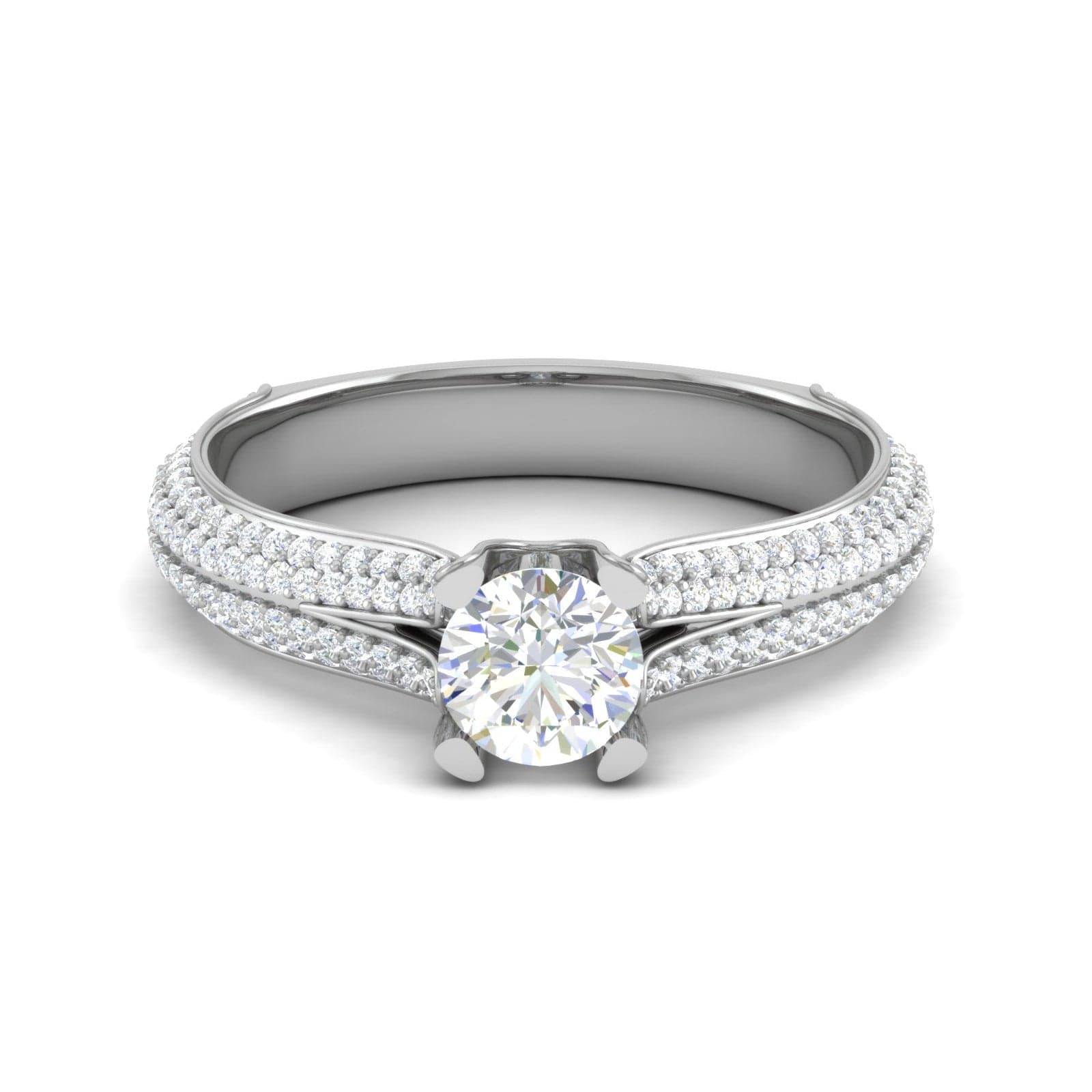 Jewelove™ Rings VS J / Women's Band only 0.30 cts Solitaire Diamond Split Shank Platinum Ring JL PT RP RD 155