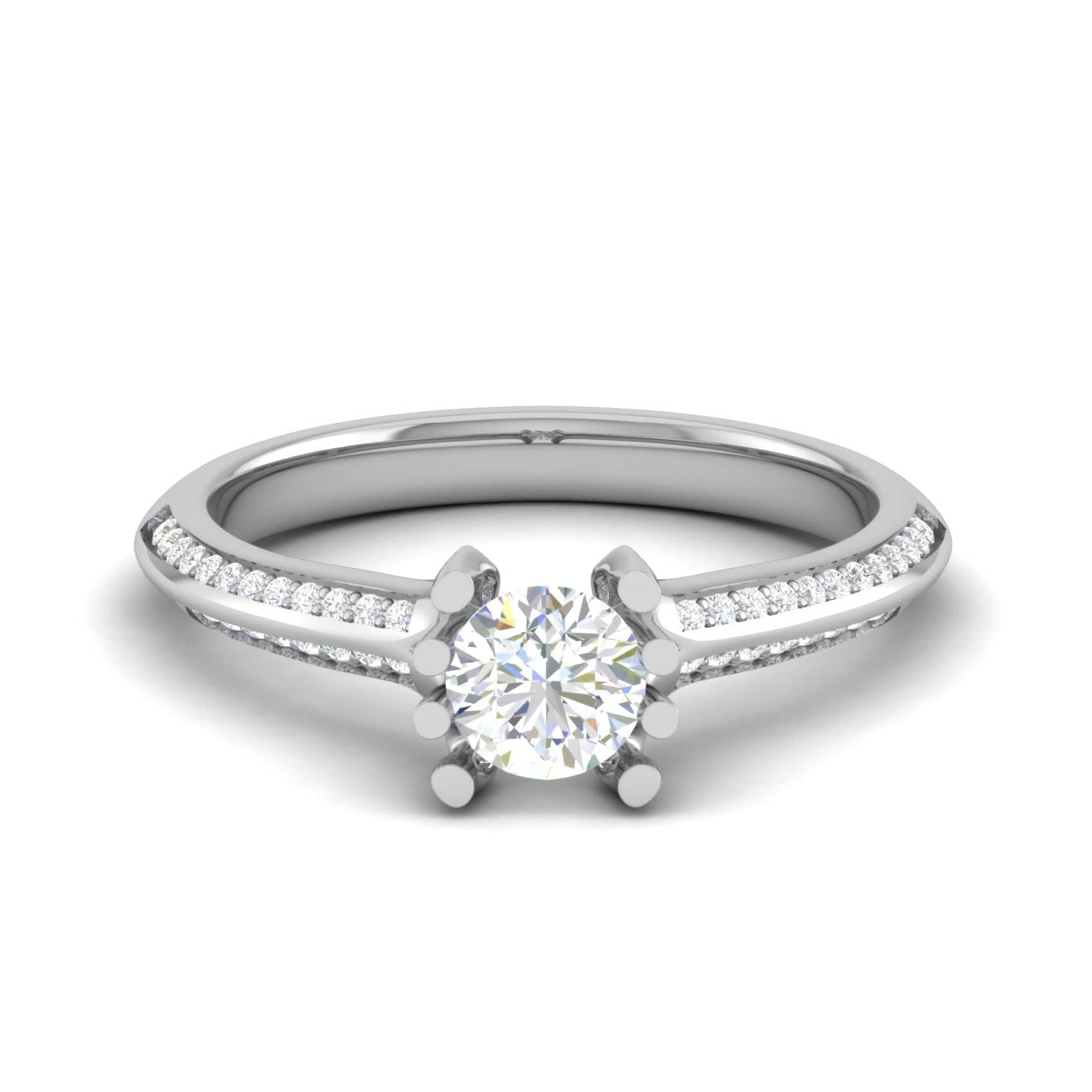 Jewelove™ Rings VS J / Women's Band only 0.30 cts Solitaire Diamond Split Shank Platinum Ring JL PT RP RD 170