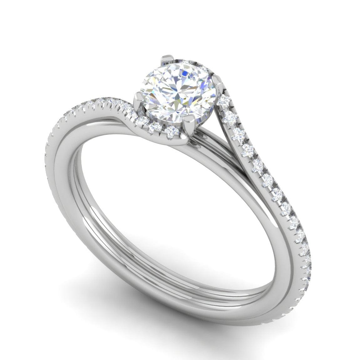 Jewelove™ Rings VS J / Women's Band only 0.30 cts Solitaire Diamond Split Shank Platinum Ring JL PT RP RD 175