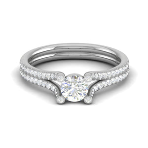 Jewelove™ Rings VS J / Women's Band only 0.30 cts Solitaire Diamond Split Shank Platinum Ring JL PT RP RD 181