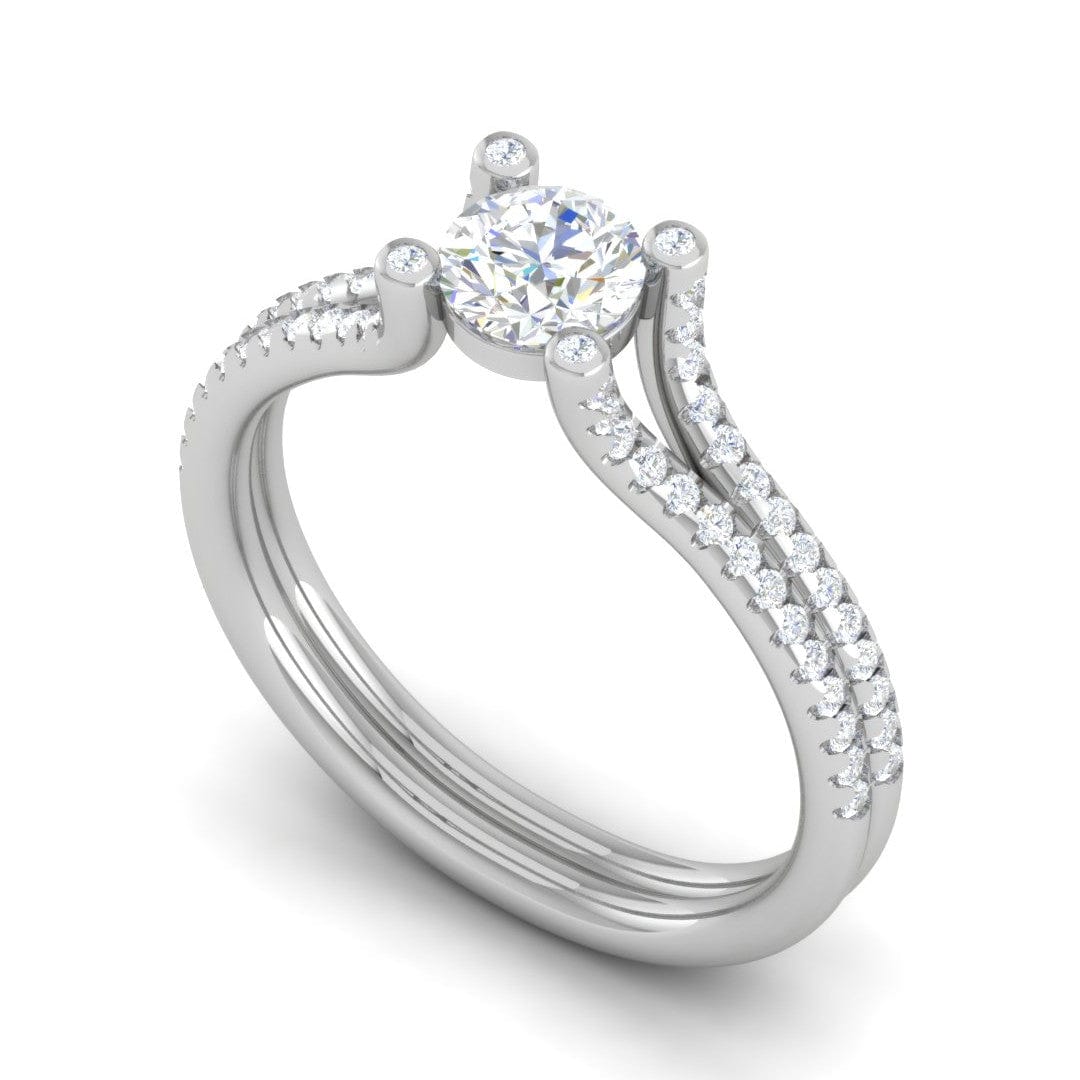 Jewelove™ Rings VS J / Women's Band only 0.30 cts Solitaire Diamond Split Shank Platinum Ring JL PT RP RD 181