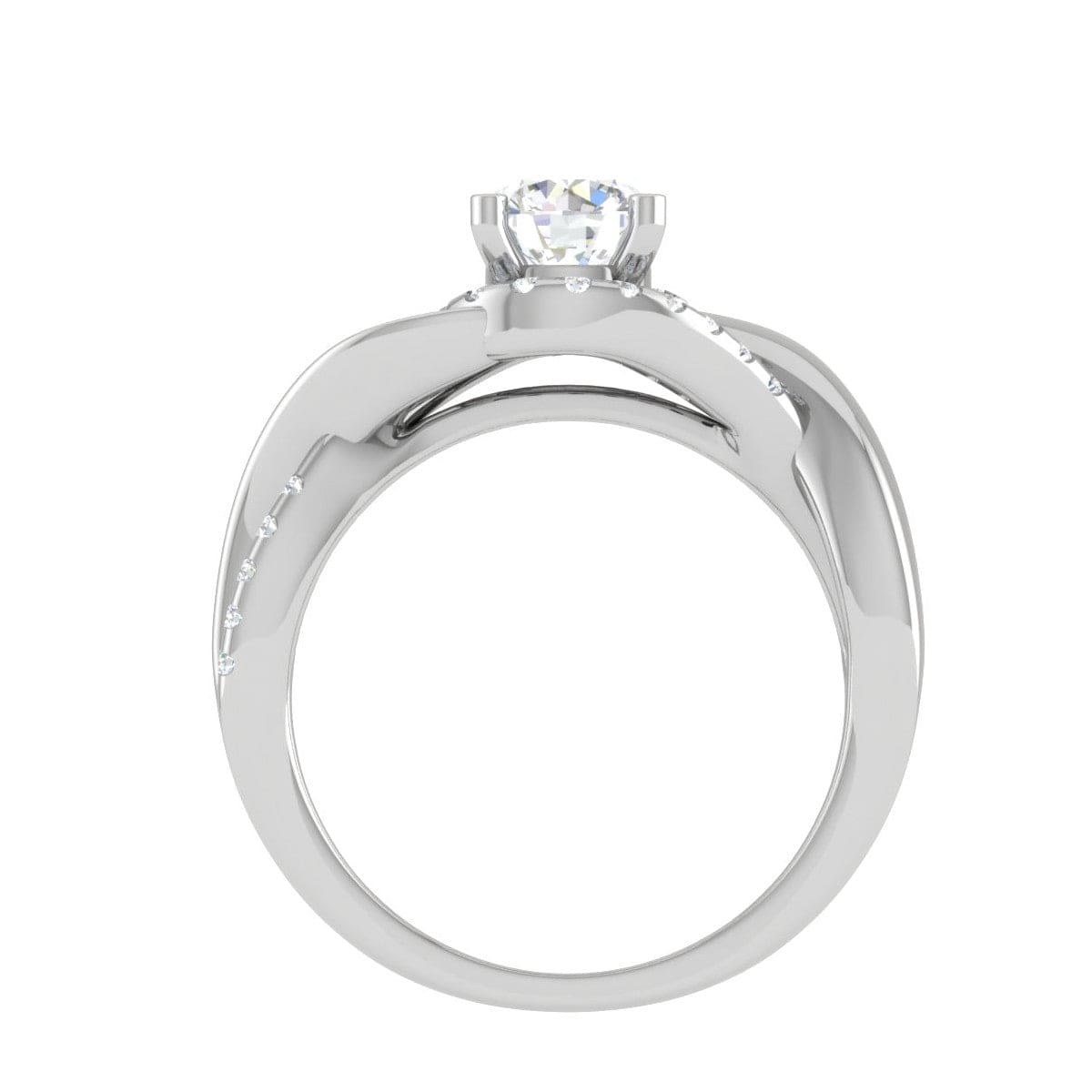 Jewelove™ Rings J VS / Women's Band only 0.30 cts Solitaire Diamond Twisted Shank Platinum Ring JL PT JRW2434MM-A