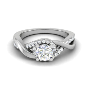 Jewelove™ Rings J VS / Women's Band only 0.30 cts Solitaire Diamond Twisted Shank Platinum Ring JL PT JRW2434MM-A