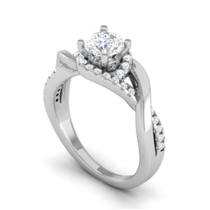 Jewelove™ Rings J VS / Women's Band only 0.30 cts Solitaire Diamond Twisted Shank Platinum Ring JL PT JRW2434MM-A