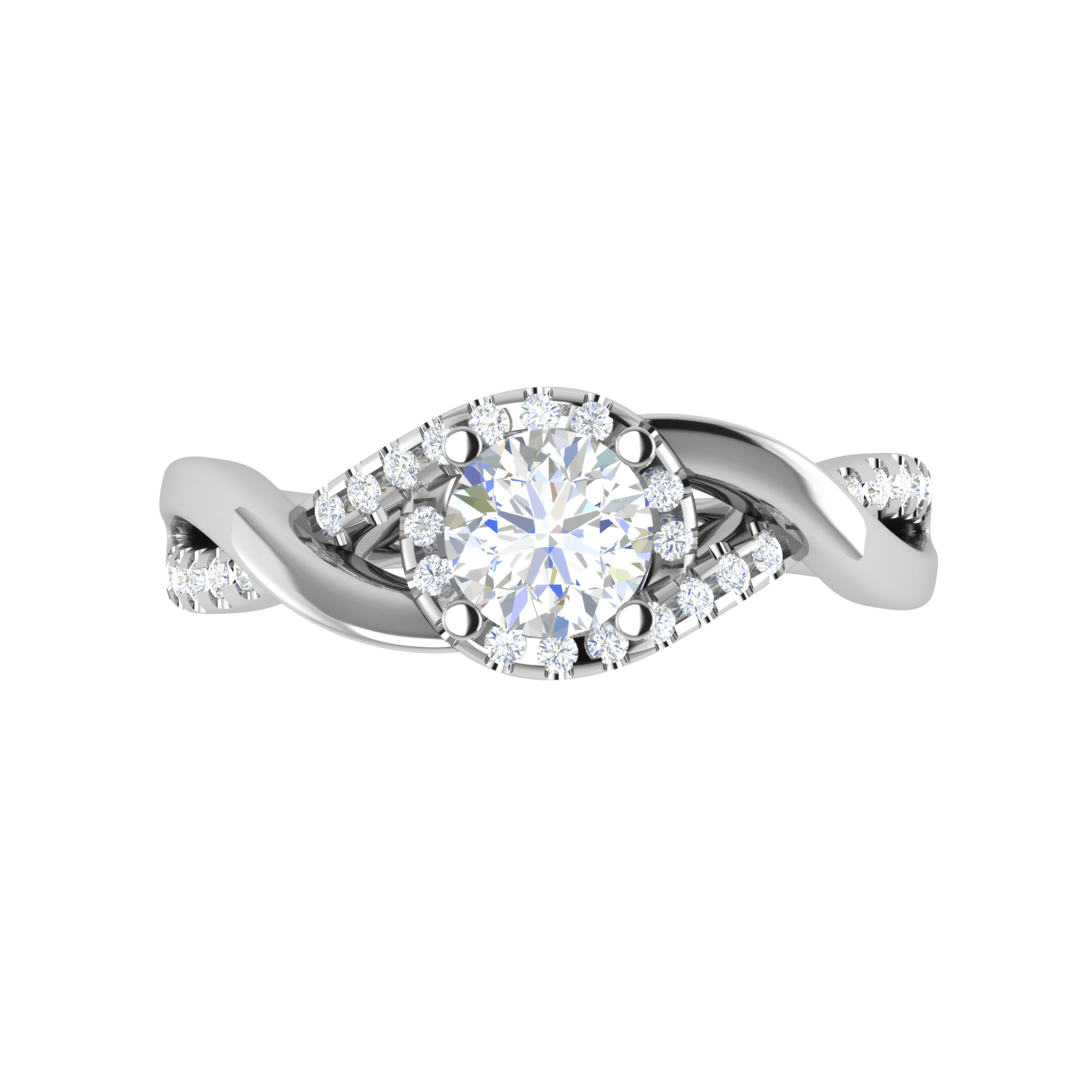 Jewelove™ Rings J VS / Women's Band only 0.30 cts Solitaire Diamond Twisted Shank Platinum Ring JL PT JRW2434MM-A